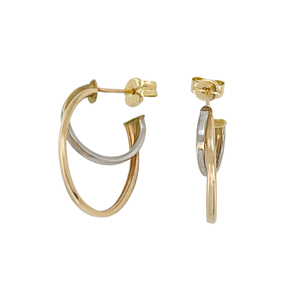 Pendientes de aro dobles con estilo personalizado a precio competitivo pendientes de aro llamativos de oro bicolor de 14 quilates para mujer - Product Image 1