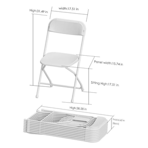 US Warehouse Plastic <strong>Folding</strong> <strong>Chair</strong> <strong>White</strong> 45*45*80cm Comfortable Event <strong>Chair</strong>-Lightweight <strong>Folding</strong> <strong>Chair</strong> - Product Image 2