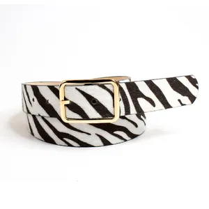 Zebra Faux Fur Animal Belts Waist Belts for Women PU Leather
