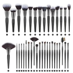 High Grade 36PCS Black Luxury Makeup Brush Set Kit Wholesale Wood Handle Private Label Foundation Cosmetic Makeup Brushes
