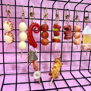 Porte-clés en PVC, simulation de nourriture : brochettes de viande <span class=keywords><strong>barbecue</strong></span>, tentacules de calmar, gluten Kanten - Product Image 2