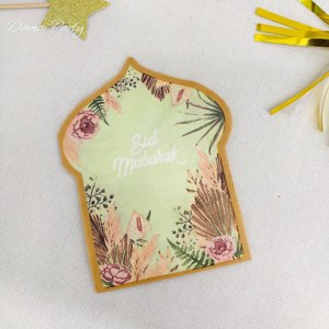 Service de vaisselle jetable Damai Party, assiettes en forme de château doré, motif pivoine et fougères, pour la fête de l'Aïd - Product Image 4