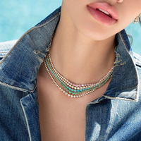 Parure de bijoux personnalisée plaqué or 18 carats avec pierres turquoise, collier tennis et boucles d'oreilles pendantes assorties pour femme, vente en gros, OEM, ODM, cadeau