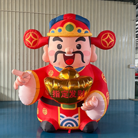 Mascotte gonflable géante rouge Cai Shen en tissu Oxford, Dieu de la Fortune tenant un lingot et un parchemin, pour le Festival du Printemps et les centres commerciaux