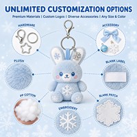 Porte-clés Mascotte Lapin Flocon de Neige Personnalisé en Peluche, Personnage Original, Jouet Promotionnel de Noël, Peluche OEM ODM CPC, Cadeau Doux