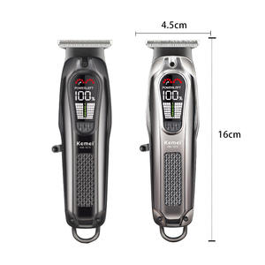 Cortadora de pelo eléctrica Kemei, cuerpo metálico de 16cm, recargable con pantalla LED para hombres y mascotas - Product Image 1