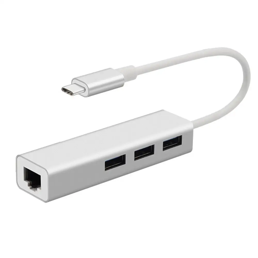 Bộ Chuyển Đổi Cáp RJ45 HUB 3 Cổng USB3.1 Loại C Sang Ethernet LAN Bộ Chuyển Đổi Truyền Dữ Liệu Tốc Độ Cao Card Mạng Phụ Kiện Máy Tính