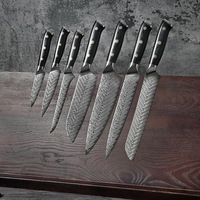 Couteau de chef damas VG10 ensemble de couteaux occidentaux à texture plume en acier ensemble d'outils de tranchage coupe-viande manche G10