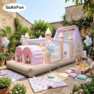 Château gonflable commercial GZAIRFUN en PVC avec parcours d'obstacles facile à installer, couleur <span class=keywords><strong>macaron</strong></span>, pour locations événementielles - Product Image 1
