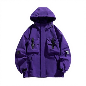 Chaqueta Acolchada Unisex de Invierno con Cuello Mandarín y Capucha, Cortavientos de Lona Lavada con Cremallera, Sólida, Casual, Multibolsillos - Product Image 3