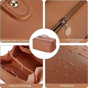 Custom Pu Leather Makeup Pouch Skincare Cosmetic <b>Partition</b> Storage Waterproof Travel Toiletry Bag Make up Bags - Product Image 4