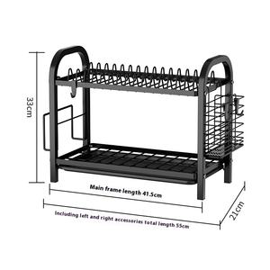 Mutfak çok fonksiyonlu ayakta tipi Metal depolama rafı kurutma bulaşıklık 2 Tier bulaşık kurutma rafı sofra tutucu - Product Image 6