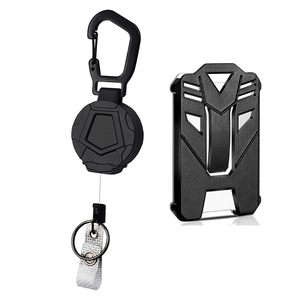 European and American cross-border heavy-duty small diamond steel wire rope carabiner with face black card holder <b>PC</b> - Product Image 1