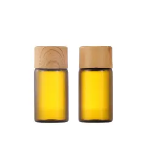 Flacon compte gouttes en verre d'ambre, huile essentielle, échantillons de parfum, essai, avec couvercle en bambou, 10 pièces, 1ml, 2ml, 3ml, 5ml
