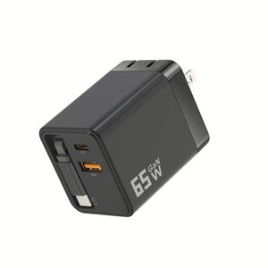 Type C Fast Charger 65W Gan USB Qc3.0 Wall Charger with Retractable Cable 35W PD Charger for Phone 15 16 Pro Max - Product Image 2