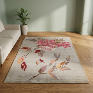 Motif multicolore tufté main irrégulière laine soie fait main pour salon maison - Product Image 1