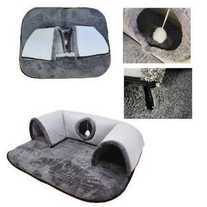 Lit-caverne pour chat et tapis de couchage pour chien avec double ouverture, lavable, 2 en 1, lit tunnel pour chat solide, chaud et confortable pour l'hiver - Product Image 5