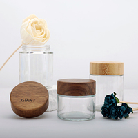 Pot en verre borosilicate avec couvercle en bois d'acacia, grande ouverture, 3,5g, 500ml, 350ml