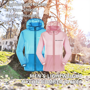 เสื้อแจ็คเก็ตบอมเบอร์ผู้ชายสำหรับฤดูร้อน ทรงหลวม สปอร์ต ผ้าไนลอนบาง มีฮู้ด ซิปด้านหน้า ป้องกันแสงแดด ต้านเชื้อแบคทีเรีย กันน้ำ - Product Image 2