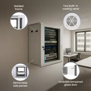 Extralink 15U Wall-Mounted Data Center <b>Server</b> <b>Rack</b> 600x600 Gray Glass & Steel Tempered Glass Door in Stock - Product Image 5