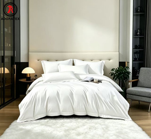 Ensemble de literie d'hôtel 100% polyester blanc, 3 pièces, drap et 2 taies d'oreiller, ensemble de textile de lit d'hôtel blanc uni de luxe - Product Image 1