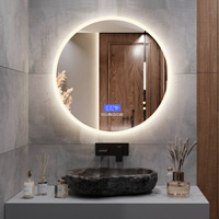 Hotel kaca rias LED Bluetooth cerdas, lampu latar belakang LED Bluetooth Cerdas dengan tampilan jam dan waktu