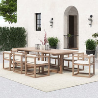 Ensemble de table et de chaises de jardin en teck rectangulaire moderne, meubles de jardin en teck pour l'extérieur