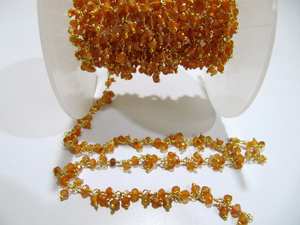 Rondelle de cornaline naturelle à facettes en fil de fer perlé enroulé chaîne de grappe pendante fabrication de bijoux chaîne de pierres précieuses vendu par pied - Product Image 4