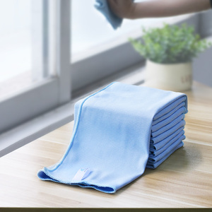 Fournitures de solution d'hygiène d'hôtellerie, trame de couleur bleue, chiffon de nettoyage en microfibre sans peluches pour fenêtre - Product Image 2