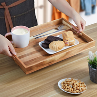 Palettes en bois modernes personnalisées en gros avec poignées, couleur bois naturel, plateau