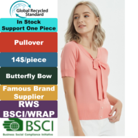 Pulls en tricot pour femmes pour l'été avec manches courtes et nœud papillon
