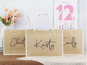 Eco Friendly Handbags <b>Tote</b> Grocery Shopping <b>Tote</b> <b>Bag</b> Personalized Jute <b>Bag</b> for Personalized <b>Bridesmaid</b> Gifted <b>Bag</b> - Product Image 3