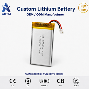 Batterie Lipo haute tension personnalisée 475053, 3,8 V, 2000 mAh, rechargeable, polymère lithium HV, protégée par PCM, connecteur JST pour haut-parleur - Product Image 1