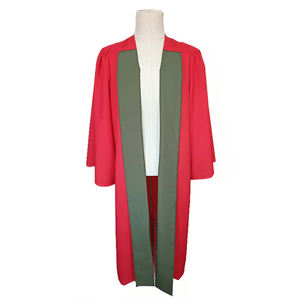 Robe de graduation personnalisée SHE GOWN HOOD matte de luxe cannelée UK PHD rouge avec manches longues et extrémité fermée - Product Image 1
