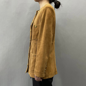 2024 Tùy Chỉnh Da Lộn Áo Duy Nhất Ngực Mùa Đông Thanh Lịch Vòng Cổ Quan Hệ Nhân Quả Da Lộn Da Áo Khoác Cho Phụ Nữ - Product Image 3