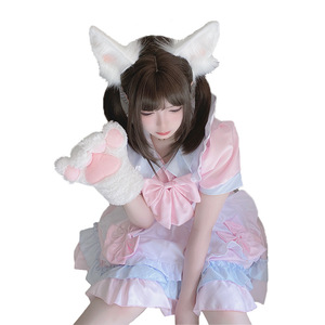 Tenue de demoiselle d'honneur Lolita, robe rose à manches courtes avec nœud en tissu, costume de cosplay pour jeu de rôle d'anime, à partir de 14 ans - Product Image 5