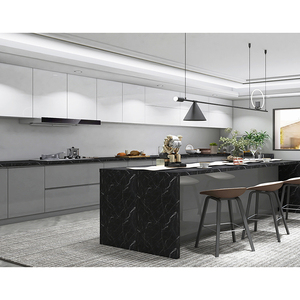 Hiện Đại Màu Xám Bóng Tủ Bếp Thiết Kế Nội Thất Tùy Chỉnh Độ Bóng Cao Tối Màu Xám Sơn Mài Gỗ Tủ Bếp - Product Image 4