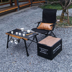 Mesa de Picnic Plegable para Exteriores, Diseño Coreano 2025, de Aluminio Negro, Plegable, para Cocinar, Barbacoa, Camping, IGT - Product Image 1