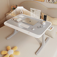Bureau d'ordinateur portable pliable avec lampe de lecture, table d'ordinateur portable multi-usages, bureau économique pour la maison, le bureau ou la résidence universitaire