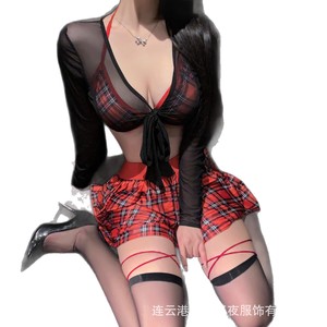 Lianyungang's "Never Missing the Time" sexy JK mini skirt set, pure and alluring three-piece uniform, qqny sleepwear - Product Image 4