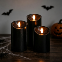 Bougies LED en cire véritable écologiques de 4, 5, 6, 7, 8, 9 pouces, à piles, avec mèche à flamme 3D vacillante et télécommande, pour Halloween