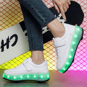 Flashing Roller Shoes Leather Double Row Wheels For Kids Student Skates Size 686 Helios - Product Image 2