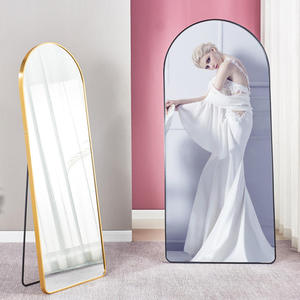 <span class=keywords><strong>Miroir</strong></span> pleine longueur arqué en gros, <span class=keywords><strong>miroir</strong></span> sur <span class=keywords><strong>pied</strong></span> ou mural doré/noir pour chambre et entrée - Product Image 1