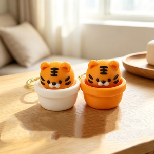 Porte-clés anti-stress en PVC imprimé en 3D, petit animal réaliste à presser, jouet de relaxation 4CM - Product Image 4