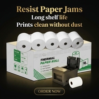 Rouleau de papier thermique 57x40mm 80x80mm sans BPA, 100% pure pâte de bois, pour reçus de caisse, longue conservation des couleurs, transparent