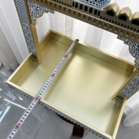 Plateau de présentation en bois au design de mosquée islamique, en contreplaqué, pour la décoration de table du Ramadan et de l'Aïd, avec ornement en forme de dôme et de croissant de lune