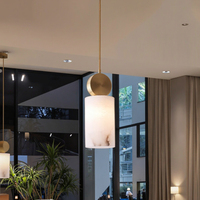 Luminaire suspendu moderne de luxe en marbre blanc pour bar d'hôtel, îlot de cuisine, lustre élégant en cuivre de petite taille