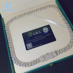 สร้อยคิวบาลิงค์แบบไมอามี เงินแท้ 925 ประดับเพชรโมอิสซาไนต์ VVS ขนาด 12 มม. แบบ Iced Out สไตล์ฮิปฮอป - Product Image 3