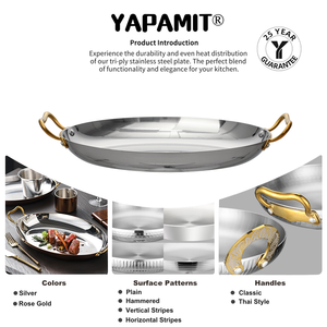 クラシック スタイル ラグジュアリー シルバー＆ローズゴールド オーバル プレーン ダブルハンドル ステーキ皿 三層構造 ステンレススチール製 ホテル用テーブルウェアプレート - Product Image 4