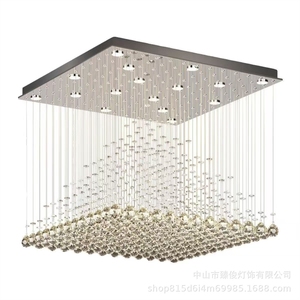 Lustre en cristal rectangulaire moderne et simple de style français, pour salon, salle à manger, hôtel, restaurant, pyramide - Product Image 5